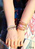 Boho Bracelet, 5 Layers Leather Wrap Bracelet, Pink Rhodonite